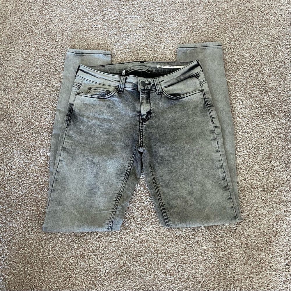 Zara Gray Acid Washed Denim Jeans